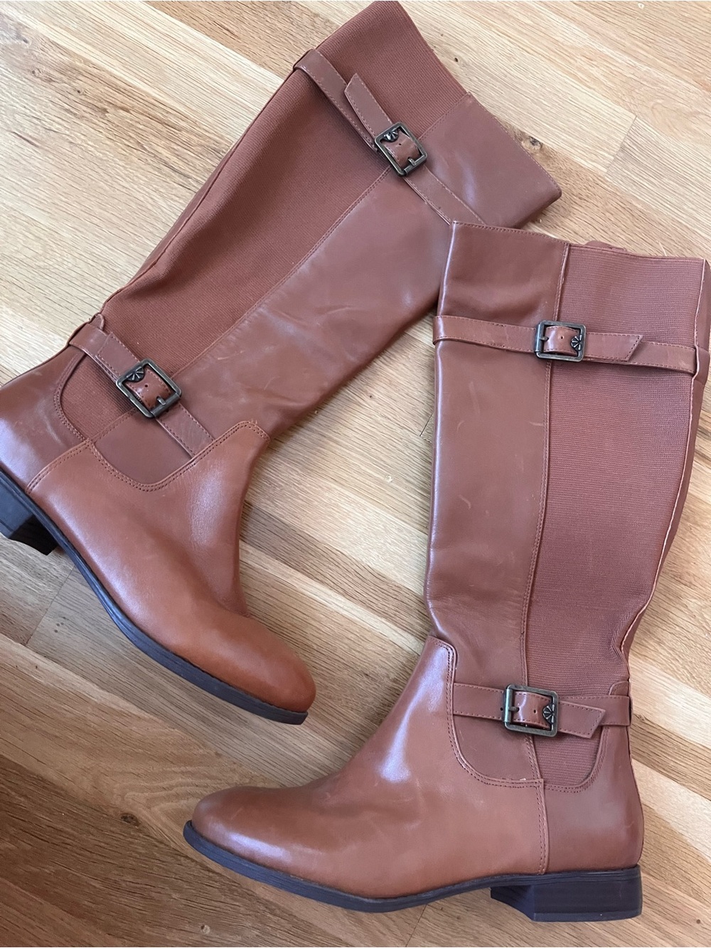 Isaac Mizrahi Tan Brown Knee-High Leather Riding Boots